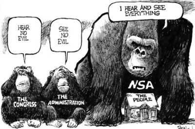 The NSA hears and sees everything you do!!!!! Hear no evil, See no evil, I hear and see everything, 
               The Congress, The Administration, The People